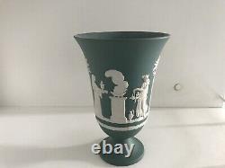 Wedgewood teal Jasperware vase