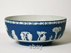 Wedgwood 10 Cobalt Blue Dip Jasperware Center or Punch Bowl, mid-1800's
