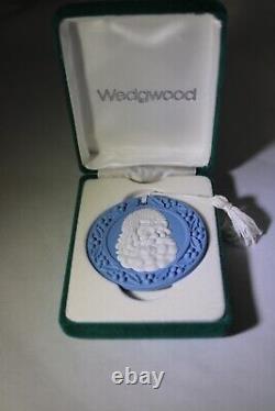 Wedgwood 1990 Jasper Ware Blue/White Santa Ornament Signed by Lord Wedgewood
