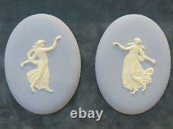 Wedgwood 2000 Special Events Jasperware 2 Oval Floral Girl Cameo Framed Plaque