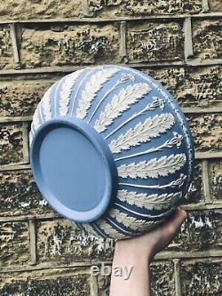 Wedgwood Acanthus Large Bowl Jasper Ware Vintage Blue Stoneware