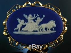 Wedgwood! Antike Porzellan Brosche Blue Jasper Ware Gold 375 England Um 1880