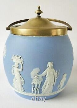 Wedgwood Antique Blue Jasperware Biscuit Barrel