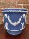 Wedgwood Antique Blue Jasperware Jardiniere Planter Circa Late 1800