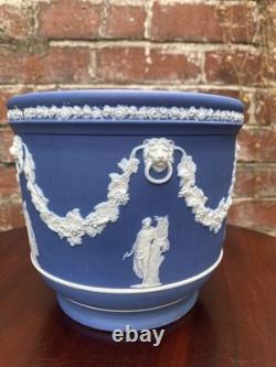 Wedgwood Antique Blue Jasperware Jardiniere Planter Circa Late 1800