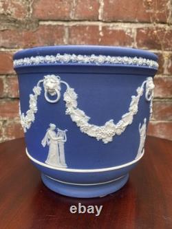 Wedgwood Antique Blue Jasperware Jardiniere Planter Circa Late 1800