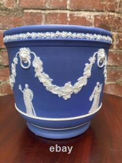 Wedgwood Antique Blue Jasperware Jardiniere Planter Circa Late 1800