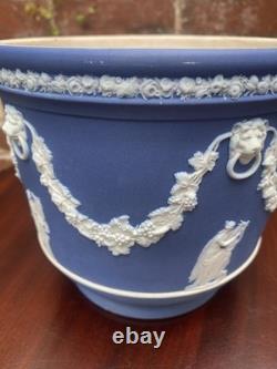 Wedgwood Antique Blue Jasperware Jardiniere Planter Circa Late 1800