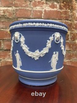 Wedgwood Antique Blue Jasperware Jardiniere Planter Circa Late 1800