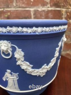 Wedgwood Antique Blue Jasperware Jardiniere Planter Circa Late 1800