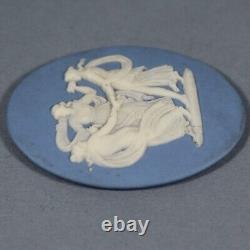 Wedgwood, Antique Victorian Blue Jasperware Plaque Roundel, Three Graces, Framed