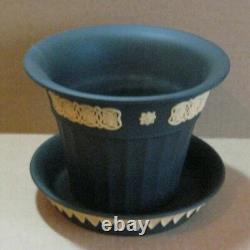 Wedgwood BLACK & CANE YELLOW Jasperware LIBRARY COLLECTION Opus Planter & Tray