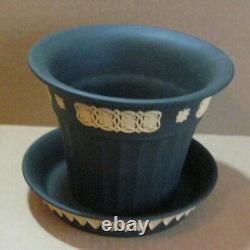 Wedgwood BLACK & CANE YELLOW Jasperware LIBRARY COLLECTION Opus Planter & Tray