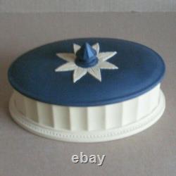 Wedgwood BLACK & CANE YELLOW Jasperware LIBRARY COLLECTION Oval COLUMN BOX