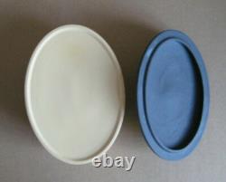 Wedgwood BLACK & CANE YELLOW Jasperware LIBRARY COLLECTION Oval COLUMN BOX