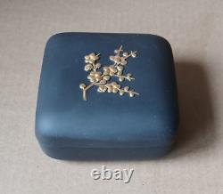 Wedgwood BLACK GILDED Basalt Jasperware SQUARE PRUNUS Box