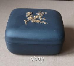 Wedgwood BLACK GILDED Basalt Jasperware SQUARE PRUNUS Box