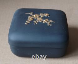 Wedgwood BLACK GILDED Basalt Jasperware SQUARE PRUNUS Box