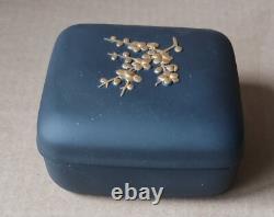 Wedgwood BLACK GILDED Basalt Jasperware SQUARE PRUNUS Box