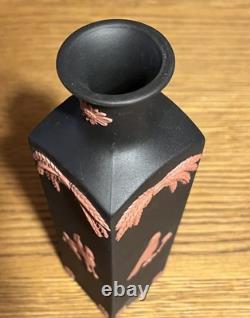 Wedgwood BLACK & TERRACOTTA Jasperware EGYPTIAN Square Bottle Vase With Orig Box