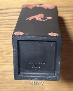 Wedgwood BLACK & TERRACOTTA Jasperware EGYPTIAN Square Bottle Vase With Orig Box