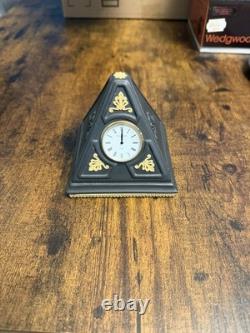 Wedgwood BLACK & Yellow Jasperware LIBRARY COLLECTION EGYPTIAN PYRAMID CLOCK