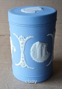 Wedgwood BLUE Jasperware Dancing Hours FRIBOURG & TREYER Lidded Jar RARE
