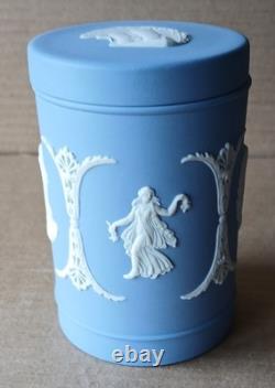 Wedgwood BLUE Jasperware Dancing Hours FRIBOURG & TREYER Lidded Jar RARE