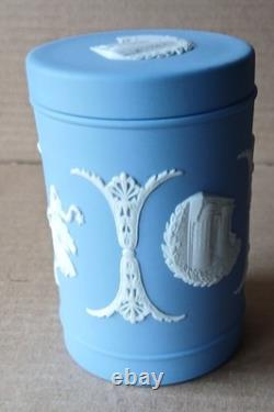 Wedgwood BLUE Jasperware Dancing Hours FRIBOURG & TREYER Lidded Jar RARE