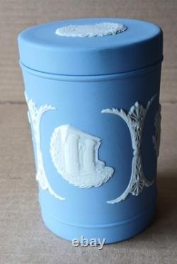 Wedgwood BLUE Jasperware Dancing Hours FRIBOURG & TREYER Lidded Jar RARE
