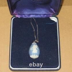 Wedgwood BLUE & SILVER Jasper TEAR DROP EGG DANCING HOURS NECKLESS