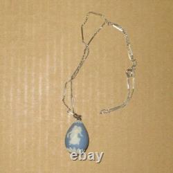 Wedgwood BLUE & SILVER Jasper TEAR DROP EGG DANCING HOURS NECKLESS