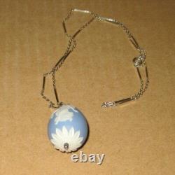 Wedgwood BLUE & SILVER Jasper TEAR DROP EGG DANCING HOURS NECKLESS