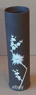 Wedgwood BROWN CHOCOLATE Jasperware Prunus Tall Round Tubular Vase