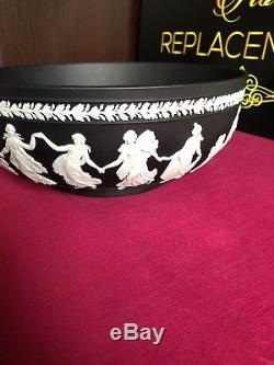 Wedgwood Basalt Dancing Hours 10 Black / White Jasperware Serving Bowl 1957