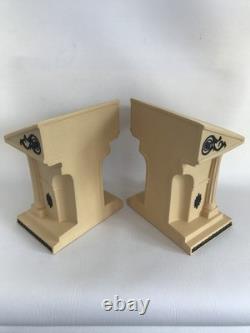 Wedgwood Black And Cane Jasperware Bookends boxed -from the Library Collection