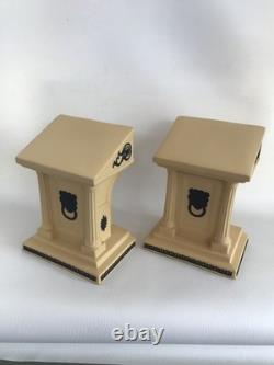 Wedgwood Black And Cane Jasperware Bookends boxed -from the Library Collection