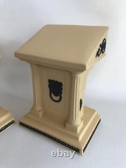 Wedgwood Black And Cane Jasperware Bookends boxed -from the Library Collection