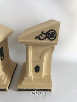 Wedgwood Black And Cane Jasperware Bookends boxed -from the Library Collection