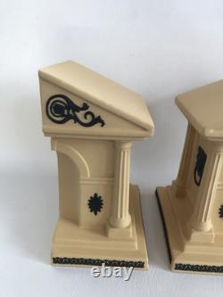 Wedgwood Black And Cane Jasperware Bookends boxed -from the Library Collection