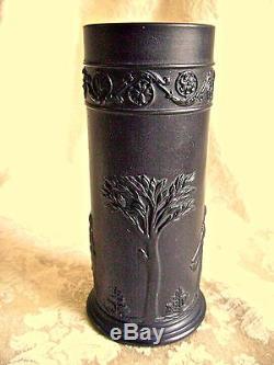 Wedgwood Black Basalt Jasperware Arcadian Spill Vase Mint Condition