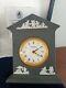 Wedgwood Black Basalt Jasperware Clock, 13cm Tall, Bnib