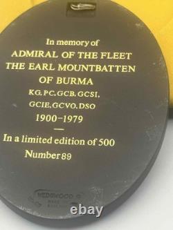 Wedgwood Black Basalt Jasperware Earl Mountbatten Of Burma Portrait Medallion