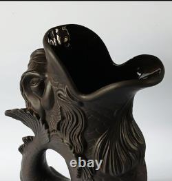 Wedgwood Black Basalt Jasperware Gurgle Fish / Dolphin Pitcher