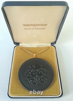 Wedgwood Black Basalt Jasperware Medusa Boxed Pendant and Chain Jewellery