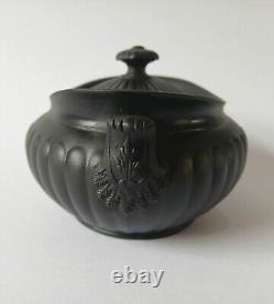 Wedgwood Black Basalt Lidded Handled Sugar Bowl