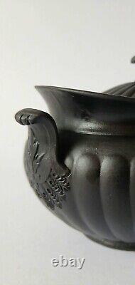 Wedgwood Black Basalt Lidded Handled Sugar Bowl