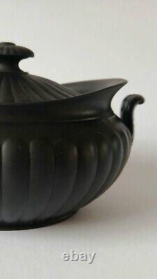 Wedgwood Black Basalt Lidded Handled Sugar Bowl