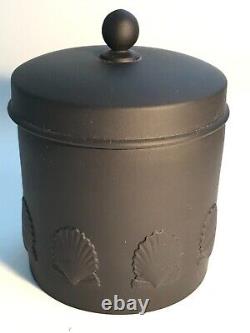 Wedgwood Black Basalt Shell Design Candy Jar In Excellent Condition