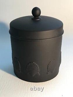 Wedgwood Black Basalt Shell Design Candy Jar In Excellent Condition